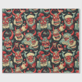 Papier Cadeau Motif de Noël Krampus (Plat)