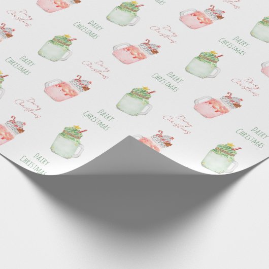 Papier Cadeau Motif de Noël laitier Mason Jar Milkshakes (Coin)