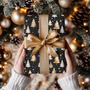 Papier Cadeau Motif de Noël luxueux en or, argent