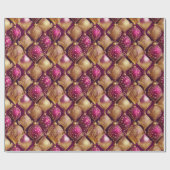 Papier Cadeau Motif de Noël Magenta Gold#12 ID1009 (Plat)