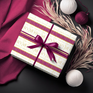 Papier Cadeau Motif de Noël Magenta Gold#35 ID1009