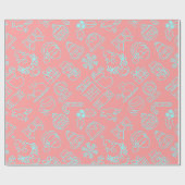 Papier Cadeau Motif de Noël moderne Abstrait rose et bleu (Plat)