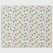 Papier Cadeau Motif de Noël Moderne Coloré Arbre Bonbon en Canne (Plat)