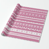 Papier Cadeau Motif de Noël moderne rose (Déroulé)