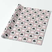 Papier Cadeau Motif de Noël moderne rose et blanc (Déroulé)