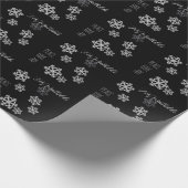 Papier Cadeau Motif de Noël Monochrome Snowflake avec script (Coin)