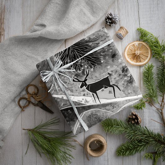 Papier Cadeau Motif de Noël noir n° 13 ID1009