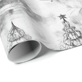 Papier Cadeau Motif de Noël noir n° 3 ID1009 (Coin rond)