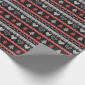 Papier Cadeau Motif de Noël noir rouge et blanc (Coin)