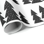 Papier Cadeau Motif de Noël noir scandinave moderne (Coin rond)