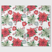 Papier Cadeau Motif de Noël Poinsettia (Plat)