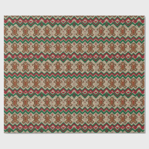 Papier Cadeau Motif de Noël pour homme en pain d'épices à tricot
