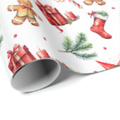 Papier Cadeau Motif de Noël pour les Fêtes (Coin rond)