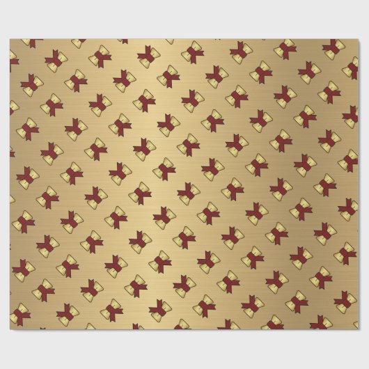 Papier Cadeau Motif de Noël Red Gold Bow (Plat)