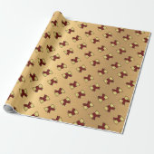 Papier Cadeau Motif de Noël Red Gold Bow (Déroulé)
