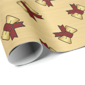 Papier Cadeau Motif de Noël Red Gold Bow (Coin rond)