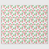 Papier Cadeau Motif de Noël Red Green Snowflakes (Plat)