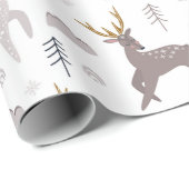 Papier Cadeau Motif de Noël Reindeer (Coin rond)