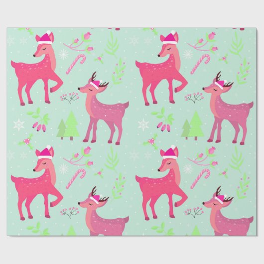 Papier Cadeau Motif de Noël Reindeer (Plat)