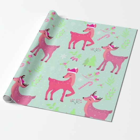 Papier Cadeau Motif de Noël Reindeer (Déroulé)