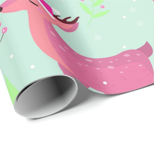 Papier Cadeau Motif de Noël Reindeer (Coin rond)
