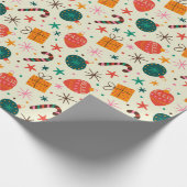 Papier Cadeau Motif de Noël rétro et cadeau (Coin)