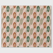 Papier Cadeau Motif de Noël Retro rose et vert (Plat)