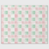 Papier Cadeau Motif de Noël Rétro Rose Vert (Plat)