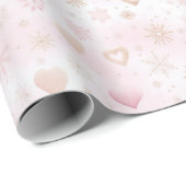 Papier Cadeau Motif de Noël rose (Coin rond)