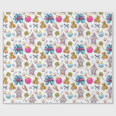 Papier Cadeau Motif De Noël Rose Et Mignonne (Plat)