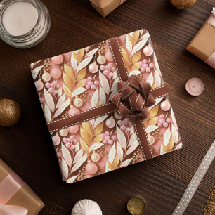 Papier Cadeau Motif de Noël rose or#22 ID1009