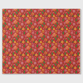 Papier Cadeau Motif de Noël rouge (Plat)