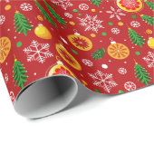 Papier Cadeau Motif de Noël rouge (Coin rond)
