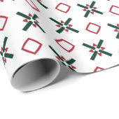 Papier Cadeau Motif de Noël Rouge Blanc et Vert (Coin rond)