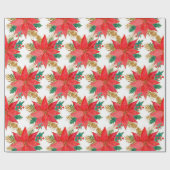 Papier Cadeau Motif de Noël rouge et or (Plat)