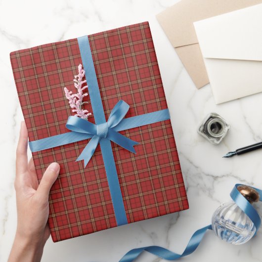 Papier Cadeau Motif de Noël Rouge Plaid - (Cadeaux)
