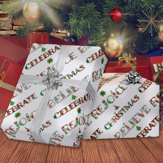 Papier Cadeau Motif de Noël Rouge Vert Mignon