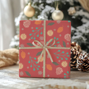Papier Cadeau Motif de Noël rustique dans la nature