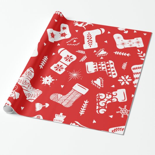 Papier Cadeau Motif de Noël scandinave (Déroulé)