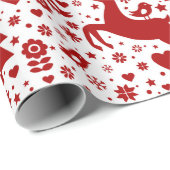 Papier Cadeau Motif de Noël scandinave (Coin rond)