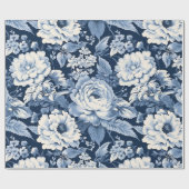 Papier Cadeau Motif de Noël Toile bleue de Jouy (Plat)