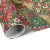 Papier Cadeau Motif de Noël traditionnel décoré (Coin rond)