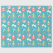 Papier Cadeau Motif de Noël Turquoise (Plat)