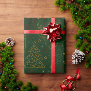 Papier Cadeau Motif de Noël vert foncé