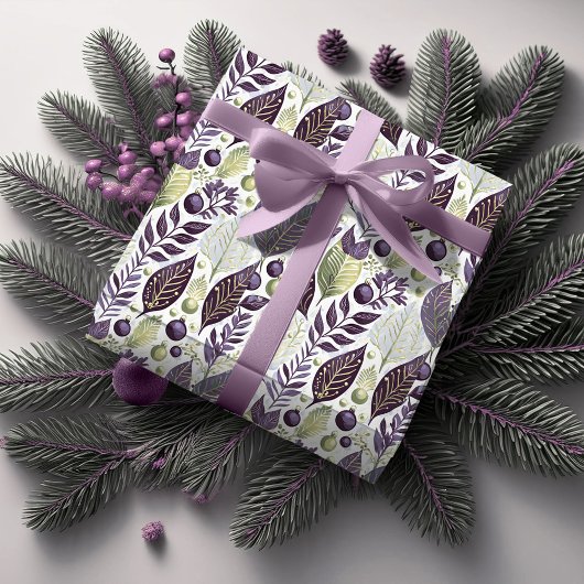 Papier Cadeau Motif de Noël vert violet #21 ID1009