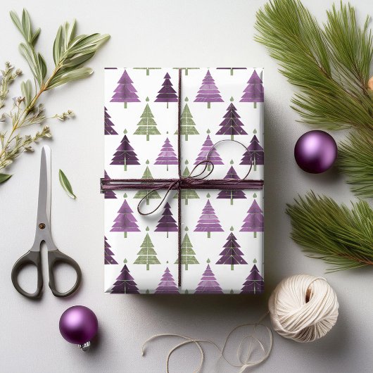 Papier Cadeau Motif de Noël vert violet #24 ID1009