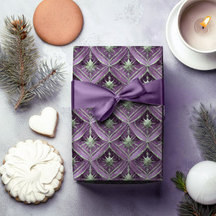 Papier Cadeau Motif de Noël Violet Vert #16 ID1009