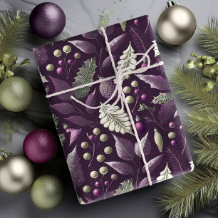 Papier Cadeau Motif de Noël Violet Vert #18 ID1009