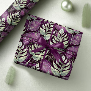 Papier Cadeau Motif de Noël Violet Vert#29 ID1009
