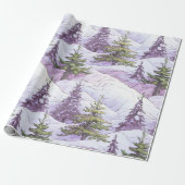 Papier Cadeau Motif de Noël Violet Vert #4 ID1009 (Déroulé)